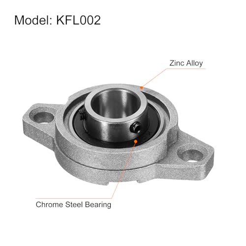 uxcell 4pcs KFL002 Pillow Block Bearings 15mm Bore Bearing Units Zinc Alloy Flange Mounted Bearing Housing, P6(ABEC3) - size: KFL002