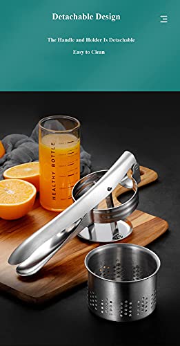 Stainless Steel Vegetable Squeezer, Upgrade Red Silicone Handle Metal Vegetable Water Squeezer for Squeezing Veggie Liquid