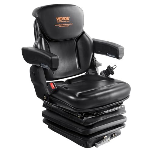 VEVOR Universal Forklift Seat, Tractor Seat with Armrest & Adjustable Back - style: High Suspension
