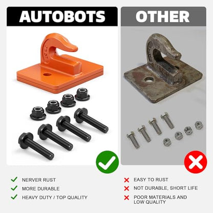AUTOBOTS Tractor Bucket Hooks 3/8" Bolt On Chain Grab Hooks 2 Pack Orange - color: Orange