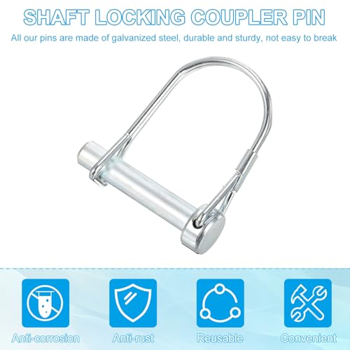 PATIKIL Trailer Coupler Pin 5/16" x1-9/16, 10 Pcs Wire Lock Safety Shaft Locking Round Pto Pins for Farm Trailers Lawn Hitches Garden Tractor Kayak Boat, Silver (8x40mm) - size: 5/16"x1-9/16"