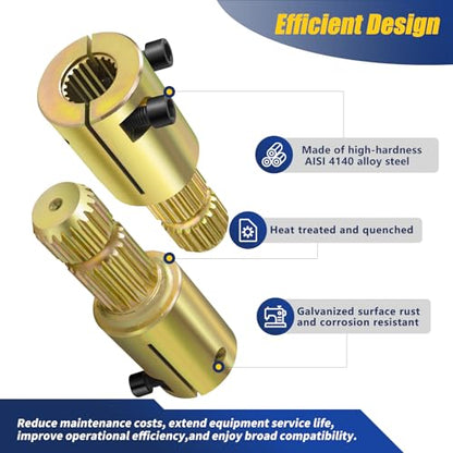 New Heavy Duty PTO Extender Adapter for Tractor PTO Shaft Extension, Universal Female 1 3/8" & 21 Spline, Male 1 3/4" & 20 Spline, PTO Adaptor with Clamp Bolt 125 HP