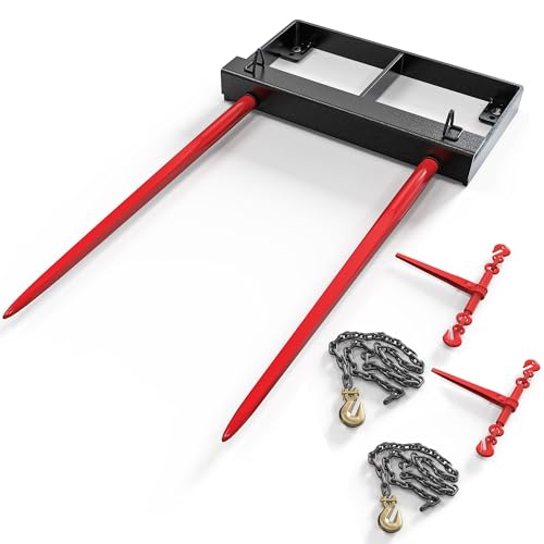 YITAMOTOR 49" Hay Spear Attachment, 3000lbs Bucket Tractor Dual Bale Spears - size: 49 Inch