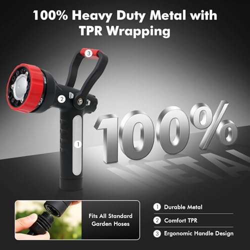 RESTMO Fireman Hose Nozzle Heavy Duty, Garden Hose Spray Nozzle for Outdoor - color: Red