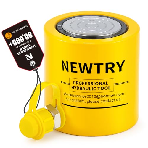 NEWTRY 50T Short Hydraulic Ram Jack, 2" Stroke Porta Power Ram Auto Retract - size: 50T