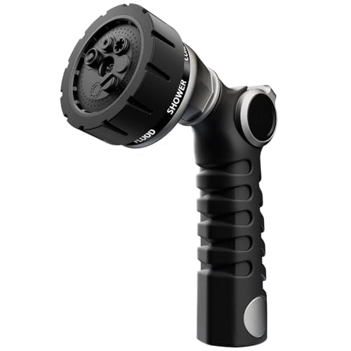 RESTMO Heavy Duty Hose Nozzle, Metal Garden Water Hose Sprayer - color: Silver
