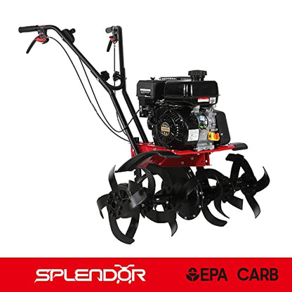 SPLENDOR Gas Powered Tiller 4 Cycle 212CC Working Width 13in-22in-33.5in Total Two Packages