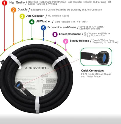 Short Round Rubber Garden Soaker Hose 8ft 5/8in Irrigation Hose - size: 8FT by 5/8"