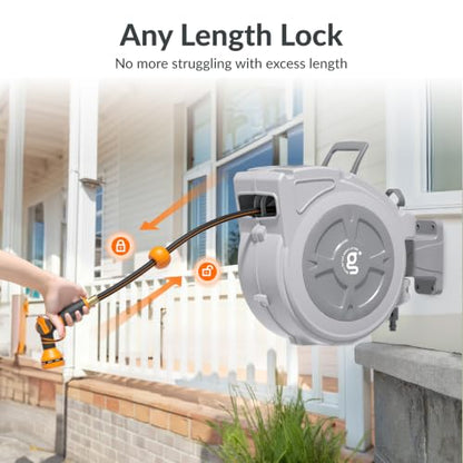 Giraffe Tools Retractable Hose Reel 1/2" x 100 ft with Hose Splitter