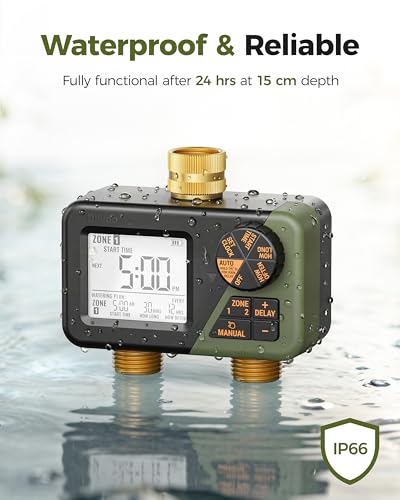 Diivoo Brass Hose Timer 2 Outlet, Sprinkler Timer for Garden Hose - size: 2 Zone