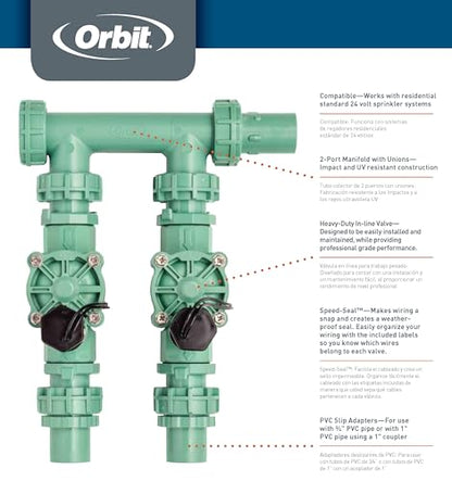 Orbit 57250 2-Valve Heavy Duty Preassembled Manifold - size: 2-Valve