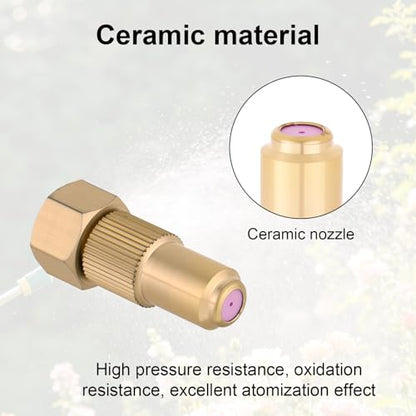 2pcs Brass Adjustable Spray Nozzle Tips, Ceramic Core Mist & Stream Modes Heavy Duty High Pressure Water Hose Replacement for Backpack Garden & Lawn Sprayers Compatible with Farm Irrigation System