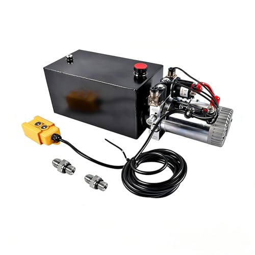 10 Quart Double Acting Hydraulic Pump, 12V DC 2.1HP Electric Hydraulic Power Unit with Metal Reservoir for Dump Trailers, 3200PSI Mixizap - color: Double Acting, size: 10 Quart