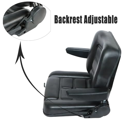 SecosAutoparts Universal Lawn Mower Tractor Seat Forklift Seat Digger Seat With Armrest Backrest Adjustable Waterproof