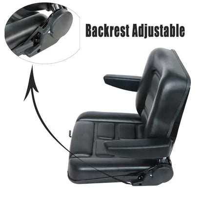 SecosAutoparts Universal Lawn Mower Tractor Seat Forklift Seat Digger Seat With Armrest Backrest Adjustable Waterproof