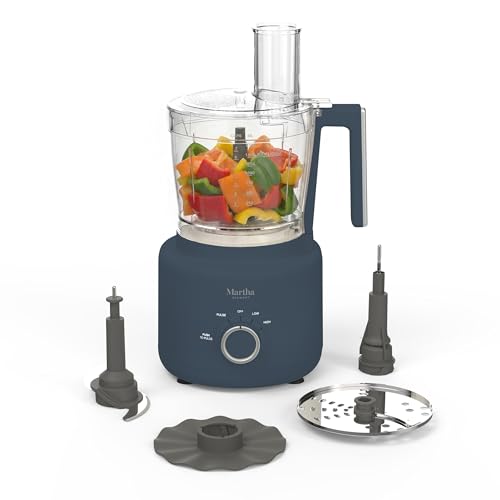 Martha Stewart 10 Cup Food Processor & Electric Chopper, One Touch Pulse - color: Indigo Blue