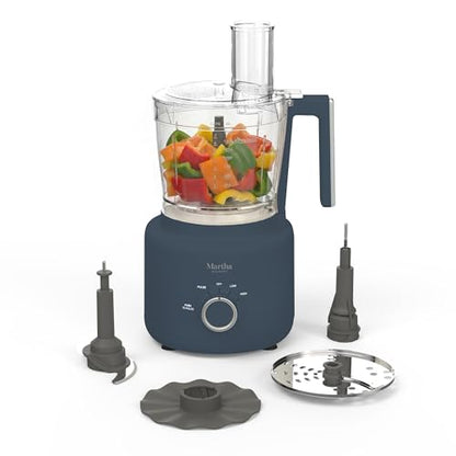 Martha Stewart 10 Cup Food Processor & Electric Chopper, One Touch Pulse - color: Indigo Blue