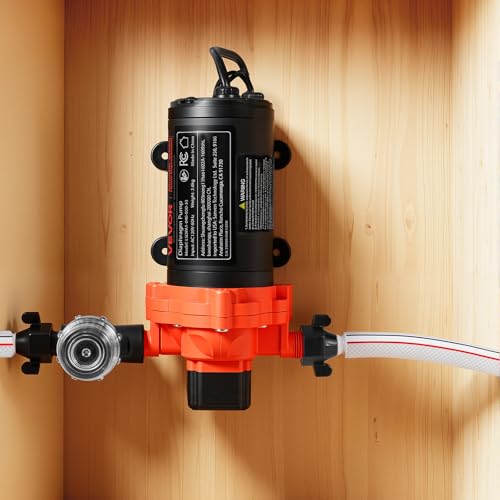 VEVOR Water Pressure Pump, 110V AC 4 GPM, 3-Chamber On Demand Electric Diaphragm Water Transfer Pump, 45 PSI Max Pressure, Automatic Pressure Switch, for Home Kitchen Garden Irrigation Car Washing - size: 8.96 × 5.14 × 4.87 in
