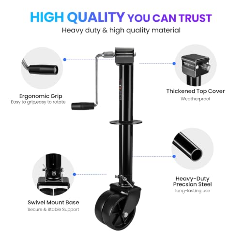 2-in-1 A-Frame Trailer Jack, 5000lbs Foot Plate & 2000lbs Dual-Wheel