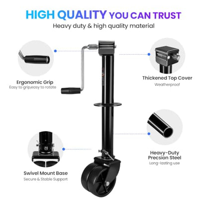 2-in-1 A-Frame Trailer Jack, 5000lbs Foot Plate & 2000lbs Dual-Wheel