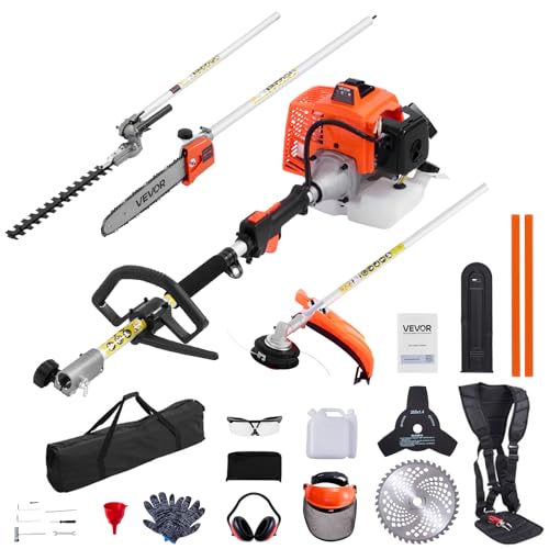 VEVOR Gas Hedge Trimmer 2 Cycle 63 cc 5-in-1 Gas Power Handheld Cutter - size: 63cc