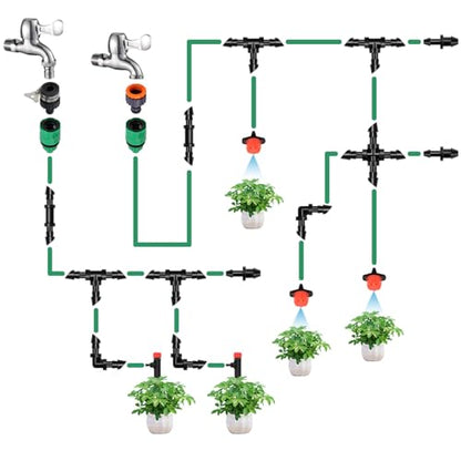 RedChili 50 Pack Drip Irrigation Universal 1/4" Barbed Cross Fitting, Drip System Parts Double Barbed Cross Tee Connectors Fits 1/4-Inch Drip Tubing Irrigation for Drip Line Connection - size: 1/4" Barbed Cross