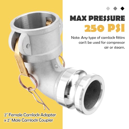 DA2020 Type DA Cam and Groove Hose Fitting - size: 2" Female Camlock x 2" Male Camlock