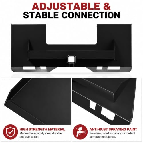 Garvee 1/4" Skid Steer Mount Plate w/ 2" Removable Trailer Hitch Receiver - color: Black