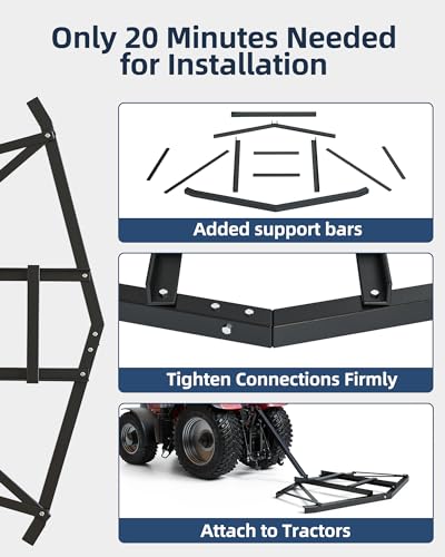 Hipicute Driveway Drag 72" Width,Heavy Duty Steel Driveway Drag,Driveway Tractor Harrow with 2 Adjustable Bars, Driveway Grader for ATV, UTV, Garden Lawn Tractors - size: 72" Wide