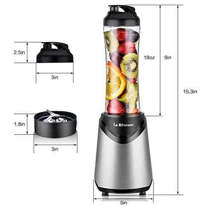 La Reveuse Personal Size Blender for Shakes and Smoothies, 2 Cups, Silver - color: Silver