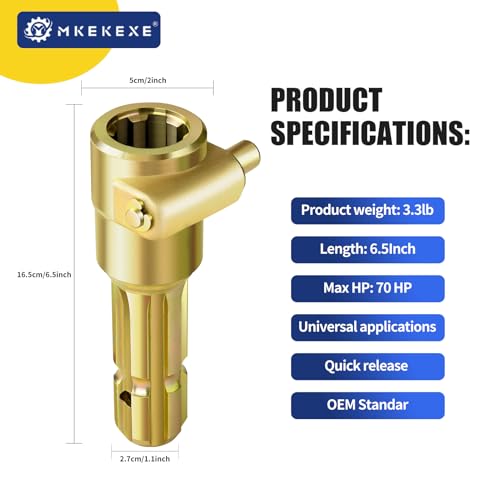 New PTO Extension Adapter with 1-Pack PTO Power Take Off Pin Quick Yoke, Female 1-3/8" & 6 Spline, Male 1-3/8" & 6 Spline,70 HP PTO Shaft Extension Parts,PTO Link Quick Connect for Tractor