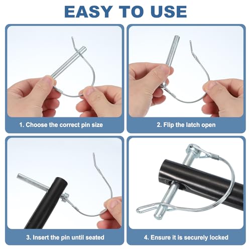 Trailer Coupler Pin, Pto Shaft Locking Hitch Pin W Ear - Fitting for (Farm Trailers - Wagons Towing - Garden Lawn Equipment - Hitches) 1/4" x 1-3/8" & 6 Pcs & Carbon Steel - size: 1/4" x 1-3/8"