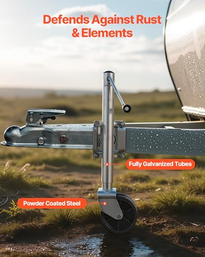VEVOR Trailer Jack with Wheel, 2000 lbs Load Capacity, Heavy Duty Swivel Boat Trailer Jack with PP Dual Wheel & Ergonomic Handle, 15-27 Inch Lift Range, Fit for RVs, Boats and Utility Trailers - size: 2000lbs Upgraded (15-27 Inch Lift Range)