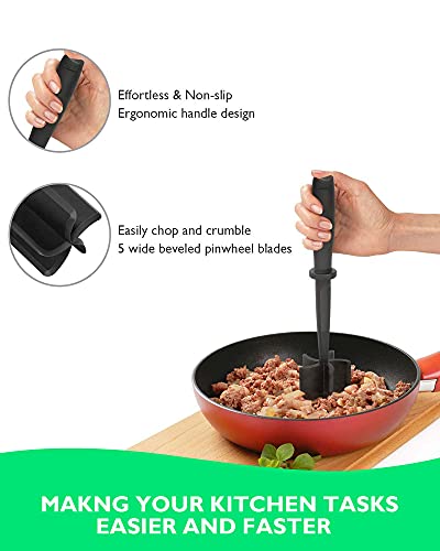 2Pack Meat Chopper Hamburger Masher Ground Beef Smasher Utensil Mix Tool - color: 2 Pack-Black