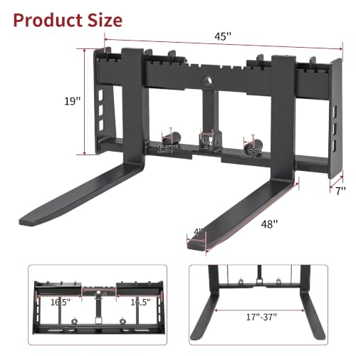 YITAMOTOR 45" 4000 lbs Pallet Forks Frame Attachment & 48" Forklift Blades