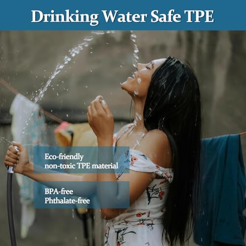 Garden Hose 50 ft, Made of TPE (BetterThan PVC/Hybrid Polymer), Lightweight yet Durable Water Hose with Ergonomic Grip, Drinking Water Safe Material, All-Weather, 3/4" GHT Fittings - color: Black, size: SwivelHandle 50ft