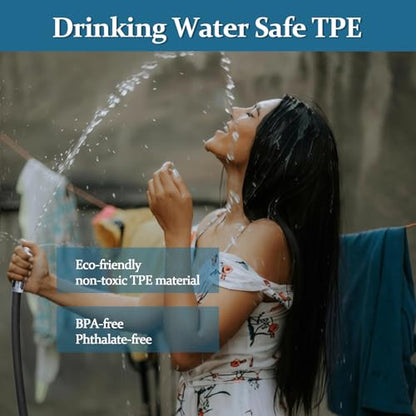 Garden Hose 50 ft, Made of TPE (BetterThan PVC/Hybrid Polymer), Lightweight yet Durable Water Hose with Ergonomic Grip, Drinking Water Safe Material, All-Weather, 3/4" GHT Fittings - color: Black, size: SwivelHandle 50ft