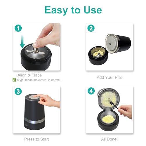 Fullicon Electric Pill Crusher, One Touch Grinding, Fine Powder, Star Grey - color: Star Grey