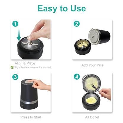 Fullicon Electric Pill Crusher, One Touch Grinding, Fine Powder, Star Grey - color: Star Grey