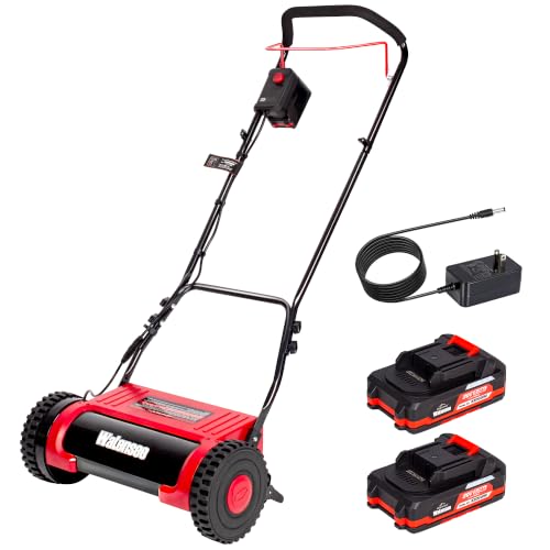 Walensee 16" Cordless Electric Reel Lawn Mower - Battery Powered Push Mower