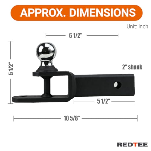 ATV/UTV Trailer Hitch with 2 Inch Ball, Fits 2 Inch Receiver - size: 2" Shank -2" Ball