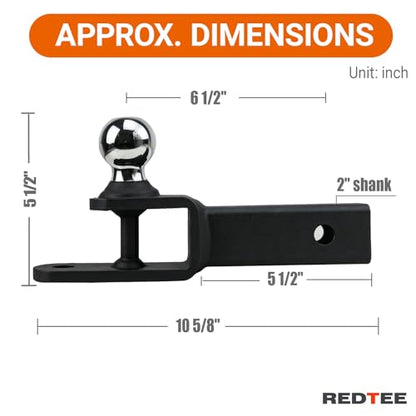 ATV/UTV Trailer Hitch with 2 Inch Ball, Fits 2 Inch Receiver - size: 2" Shank -2" Ball