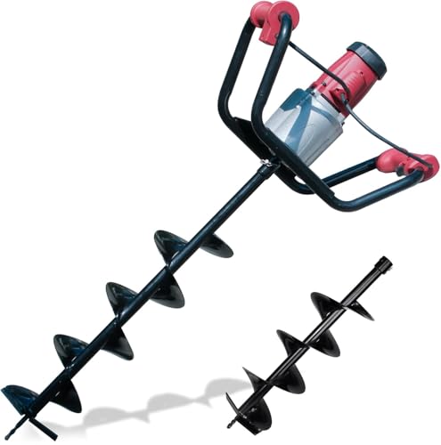 DC HOUSE 1500W Electric Post Hole Digger Earth Auger Hole Digger Digging Tools Auger with 6" Digging Bit Set with Reverse Function, Prune Farmland and Garden - size: 6" Bit Set