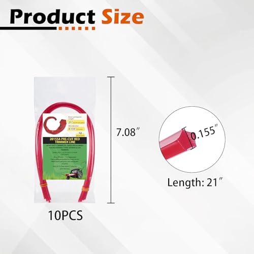 LikeLion 20155A Pre-Cut Red Trimmer Line, 0.155-Inch x 21-Inch, 10 Count