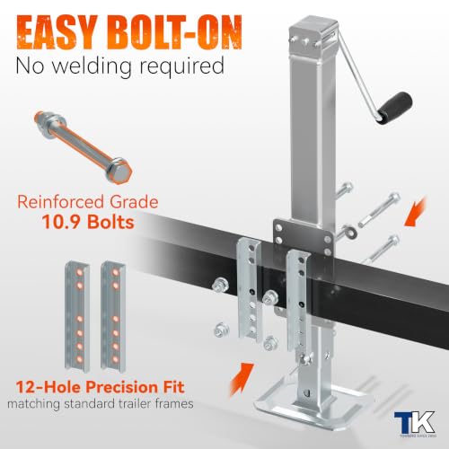 8000LBS Square Trailer Jack, 15" Lift, Heavy Duty Swivel Jack