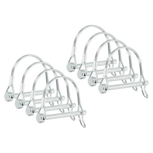 PATIKIL Trailer Coupler Pin 1/4" x2-3/4, 4 Pcs Wire Lock D Shape Safety Shaft Locking Round Pto Pins for Farm Trailers Lawn Hitches Garden Tractor Kayak Boat, Silver (6x70mm) - size: 1/4" x 2-3/4"