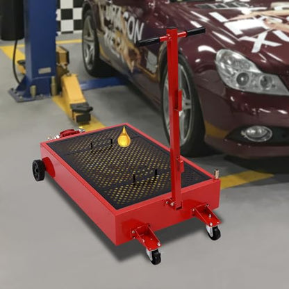 20 Gallon Oil Drain Pan Low Profile Oil Drain Tank with Manual Rotary Pump & 7.2 Ft Hose Oil Drain Cart with Foldable T-Handle Oil Change Pan for Car, SUV, Truck - size: A-20 Gallon Oil Drain Pan Manual Pump