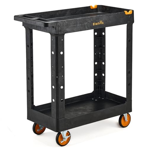ELAFROS 2-Shelf Heavy Duty Utility Cart, 34.4 x 16.7 x 38.5 in
