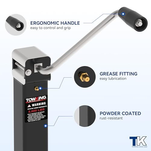 8000LBS Square Trailer Jack, 15" Lift, Heavy Duty Weld On Jack