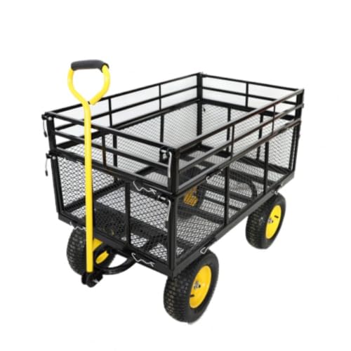 Heavy Duty660Lbs，Mesh Steel Garden Cart Utility Wagon (Black)